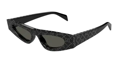 Gucci Gg1779s Logo-jacquard Acetate Sunglasses In Black