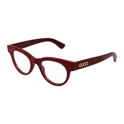 Gucci Gg1792o004 Acetate Round-frame Eyeglasses In Burgundy