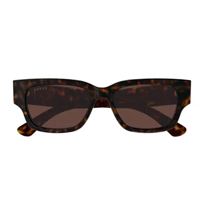 Gucci Rectangle-frame Sunglasses In Brown