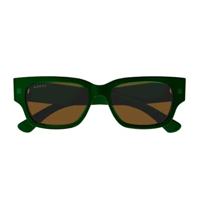 Gucci Rectangle-frame Sunglasses In Brown