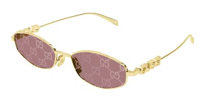 Gucci Red And Silver Mirrored Ssima Oval Ladies Sunglasses Gg1802s 002 55 In Gold