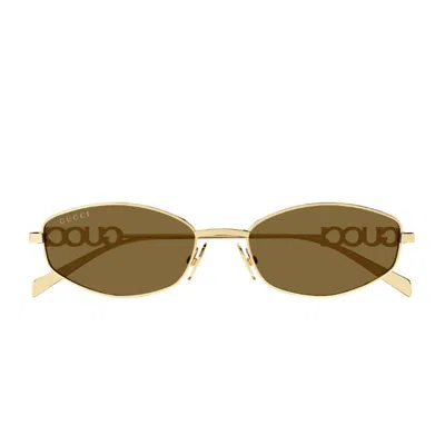 Gucci Gg1802s Linea Name Of Brand 005 Gold Brown Sunglasses