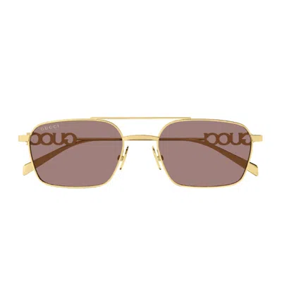 Gucci Gg1804s Linea Name Of Brand 003 Gold Brown Sunglasses