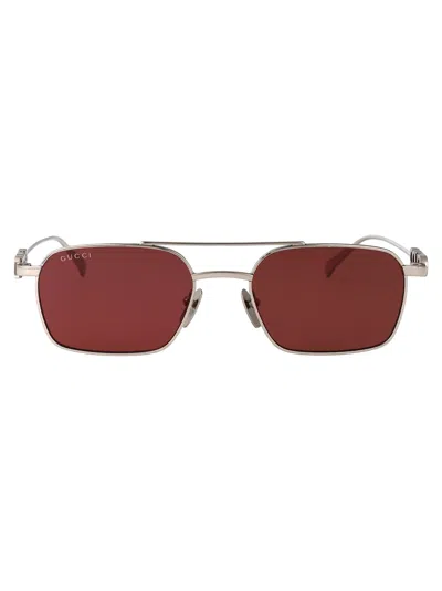 Gucci Gg1804s Sunglasses In Silver-silver-red