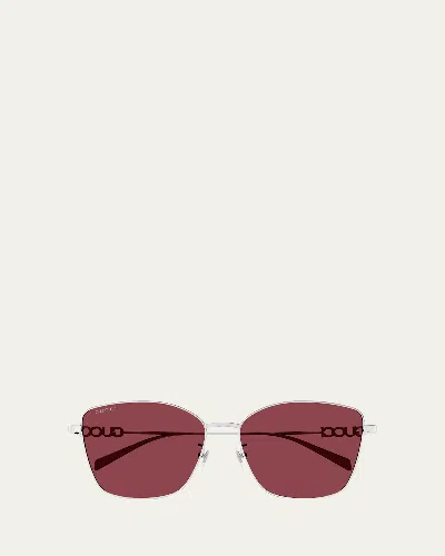 Gucci Gg1805sa Logo-print Metal Sunglasses In Silver