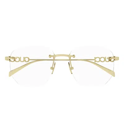 Gucci Gg1806 O 001 Gold/transparent Women's Prescription Glasses In Red
