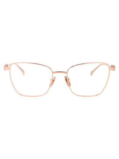 Gucci Gold Metal Optical Glasses In Brown