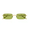 Gucci Gg1808s Linea Name Of Brand 002 Gold Green Sunglasses In Gold