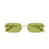 Gucci Gg1808s Linea Name Of Brand 002 Gold Green Sunglasses In Gold
