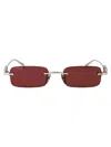 Gucci Rectangular Frame Sunglasses In Metallic