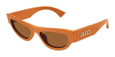 Gucci Gg1834s 005 Occhiali Da Sole Arancioni Per Donna In Brown