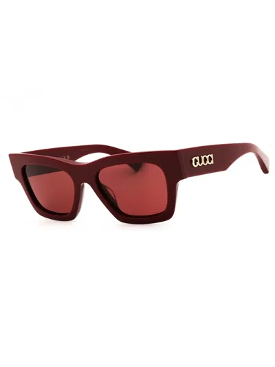 Gucci Rectangle-frame Sunglasses In Burgundy