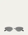 Gucci Gg1853s Linea Sign Gg1853s 002 Silver Smoke Sunglasses In Gray
