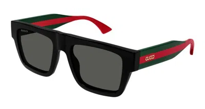 Gucci Gg1868s Logo-striped Acetate Sunglasses In Black