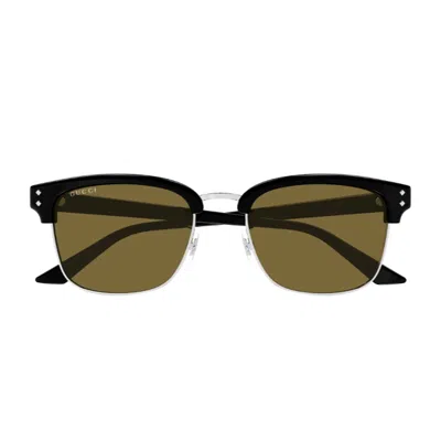 Gucci Gg1897sk Linea Institutional Logo 003 Black Rown Sunglasses In Green
