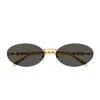 Gucci Gg1922s Linea Name Of Brand 001 Gold Grey Sunglasses In Gold