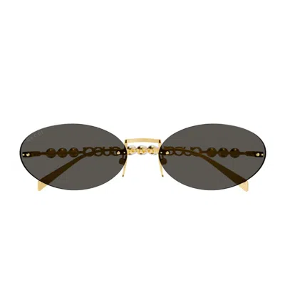 Gucci Gg1922s Linea Name Of Brand 001 Gold Grey Sunglasses In Green