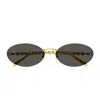 Gucci Gg1922s Linea Name Of Brand 001 Gold Grey Sunglasses In Gold
