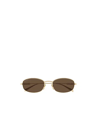 Gucci Gg1940s Logo Oval-frame Sunglasses In Brown