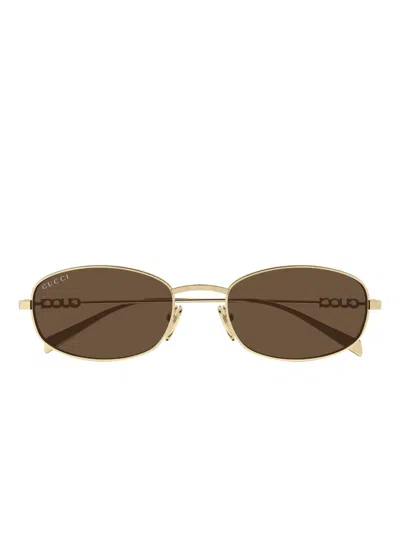 Gucci Gg1940s Logo Oval-frame Sunglasses In Gold