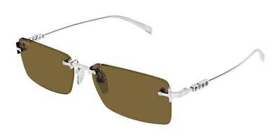 Gucci Gg1941s 002 Occhiali Da Sole Argentati Per Uomo In Burgundy