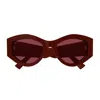 Gucci Gg1951s Linea Emblem 003 Burgundy Red Sunglasses In Red