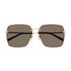Gucci Gg1955sa Linea Institutional Logo 002 Gold Brown Sunglasses In Green