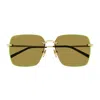 Gucci Gg1955sa Linea Institutional Logo 004 Gold Green Sunglasses In Gold