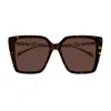 Gucci Gg1967s Linea Emblem 003 Havana Silver Brown Sunglasses In Brown