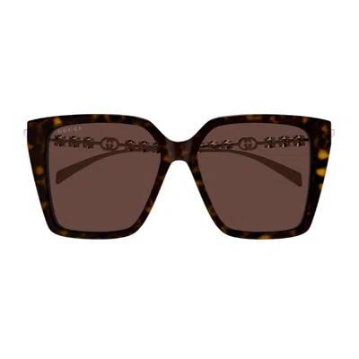 Gucci Gg1967s Linea Emblem 003 Havana Silver Brown Sunglasses