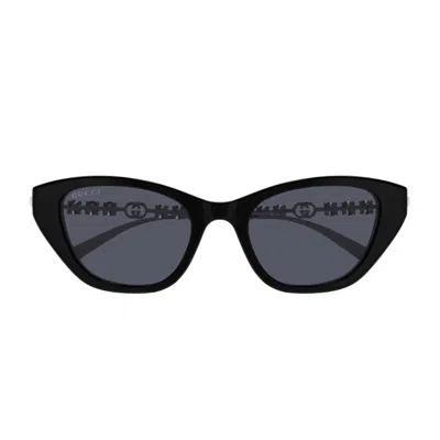 Gucci Gg1968s Linea Emblem 002 Black Silver Grey Sunglasses