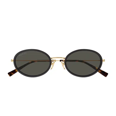 Gucci Gg1980s Linea Emblem 001 Grey Gold Grey Sunglasses