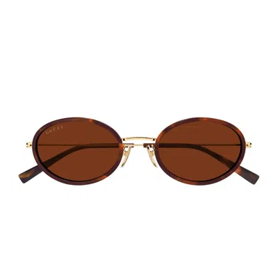Gucci Gg1980s Linea Emblem 002 Havana Gold Brown Sunglasses