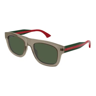 Gucci Gg1991s003 Square Full-rim Transparent Brown Sunglasses In Green