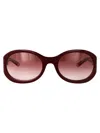 Gucci Oval Frame Sunglasses With Tinted Lenses In Burgundy