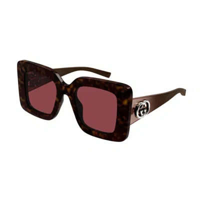 Gucci Gg2025s002 Square Tortoiseshell Sunglasses In Brown