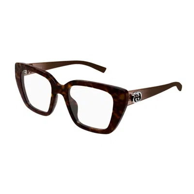 Gucci Gg2028o002 Square Full-rim Tortoiseshell Eyeglasses In Brown