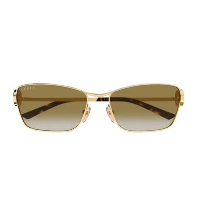 Gucci Gg2045s Linea Emblem 003 Gold Brown Sunglasses In Orange