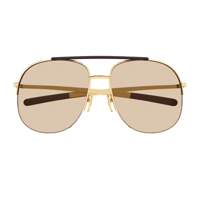 Gucci Gg2165s Institutional Logo 002 Gold Brown Sunglasses In Purple