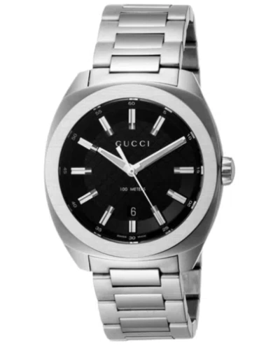 Pre-owned Gucci Gg2570 41 Quartz Black Dial Steel Men's Watch Ya142312