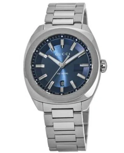 Pre-owned Gucci Gg2570 Blue Dial Stainless Steel Men's Watch Ya142303