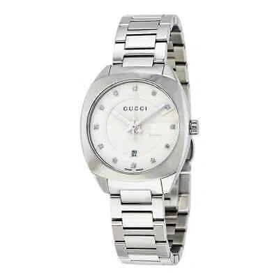Pre-owned Gucci Gg2570 White Dial Diamond Ladies Watch Ya142504