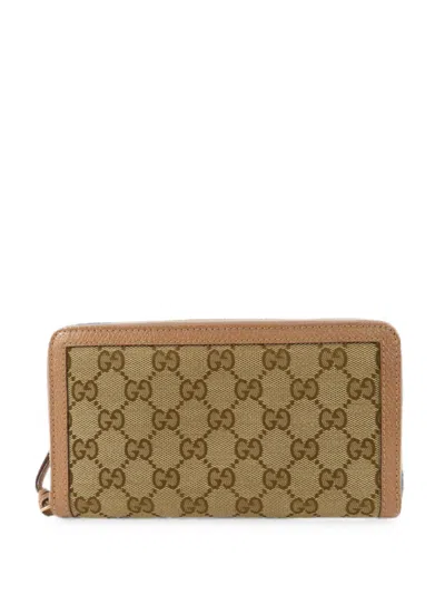 Pre-owned Gucci Gg-canvas Wallet In Neutrals