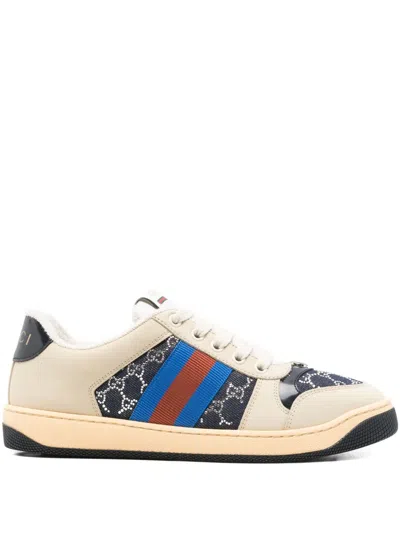 Gucci Ggcrystal Screener Sneakers In Neutral