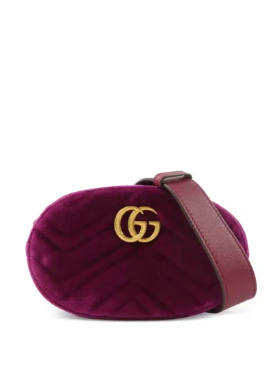 Pre-owned Gucci Gg-detail Belt Bag In Purple