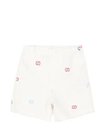 Gucci Babies' Gg-embroidered Shorts In White