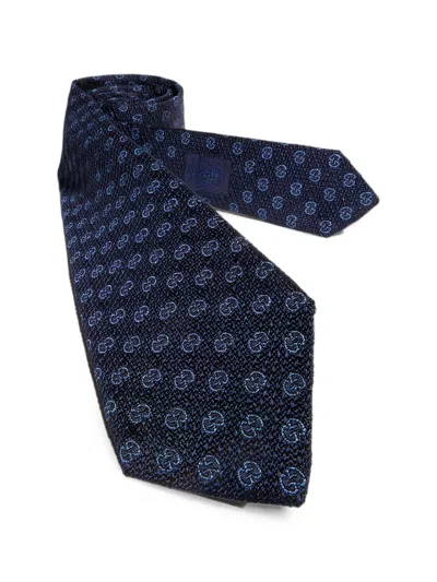 Gucci Gg Silk Jacquard Tie In Blue