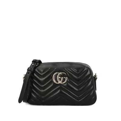 Gucci Gg-marmont Logo-plaque Cross-body Bag In Black