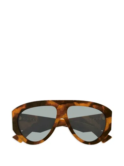 Gucci Gg-monogram Pilot Sunglasses In Brown