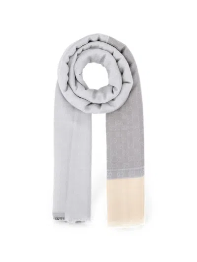 Gucci Embroidered Cashmere-blend Scarf 140 Cm X 200 Cm In Gray